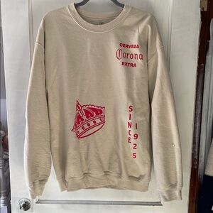 Corona Beige Sweatshirt with Red Print
